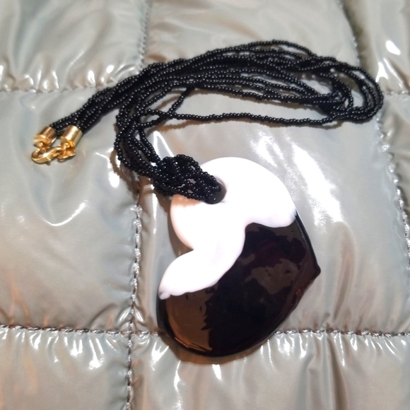 SOLID 14KT Bolivia AU Murano Venetian Glass Heart Necklace - Picture 4 of 6